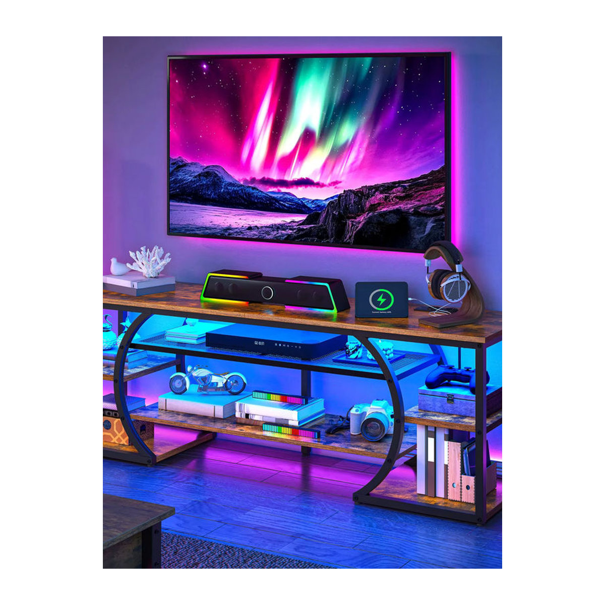 YITAHOME TV-Lowboard in Braun im Landhaus- und Industrial-Stil mit 160 cm Breite - Bild 6