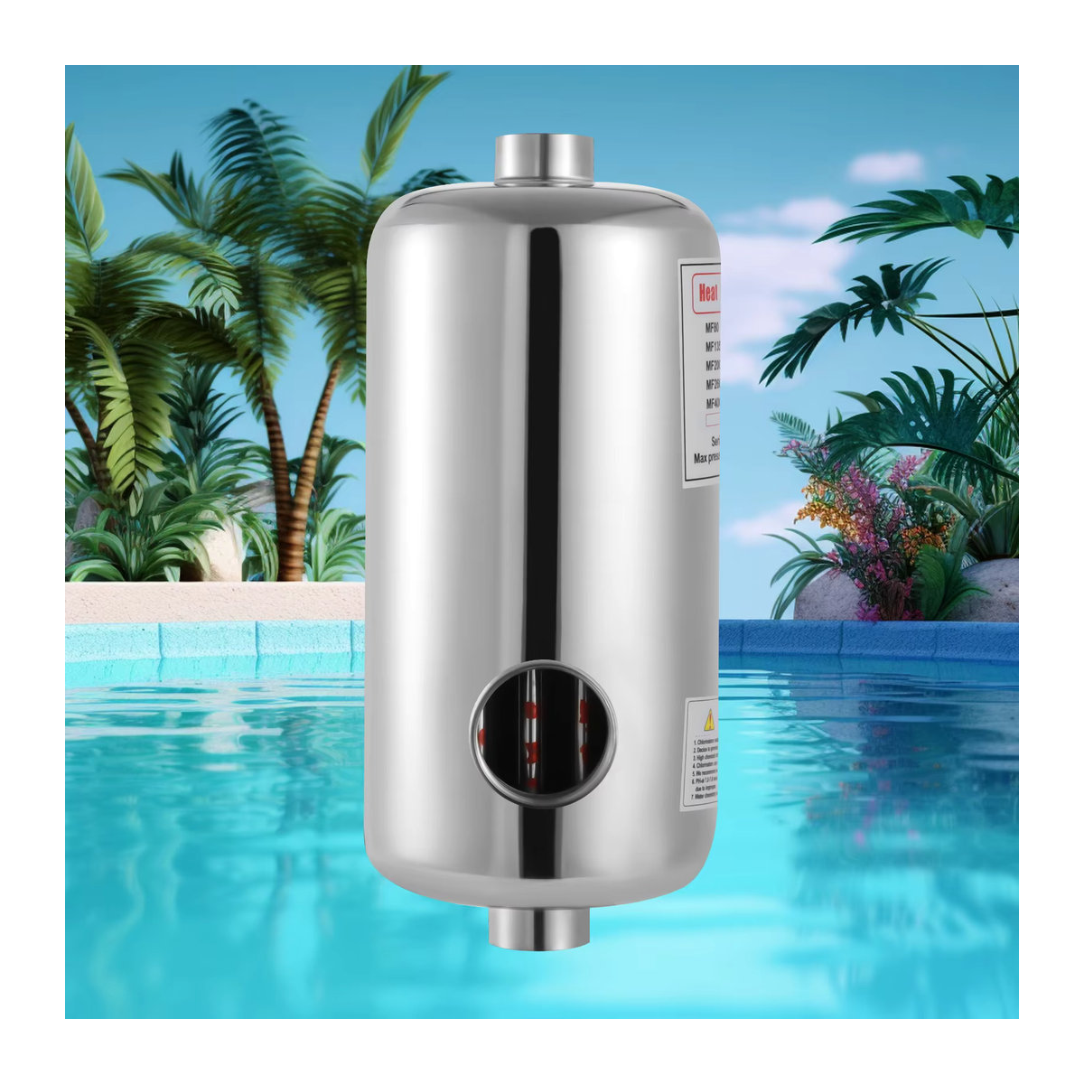 YIYIBYUS Schwimmbad-Wärmetauscher aus Edelstahl für Spas und Whirlpools, 28/60 kW, B/H: 292 x 134 mm oder 485 x 134 mm - Bild 2