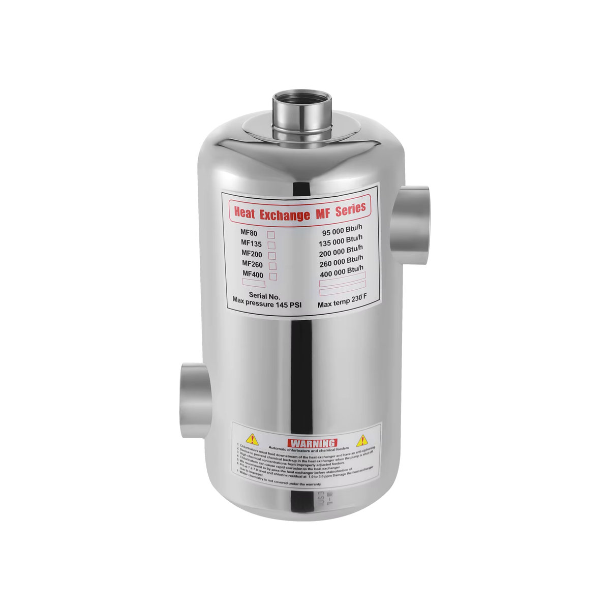 YIYIBYUS Schwimmbad-Wärmetauscher aus Edelstahl für Spas und Whirlpools, 28/60 kW, B/H: 292 x 134 mm oder 485 x 134 mm - Bild 4