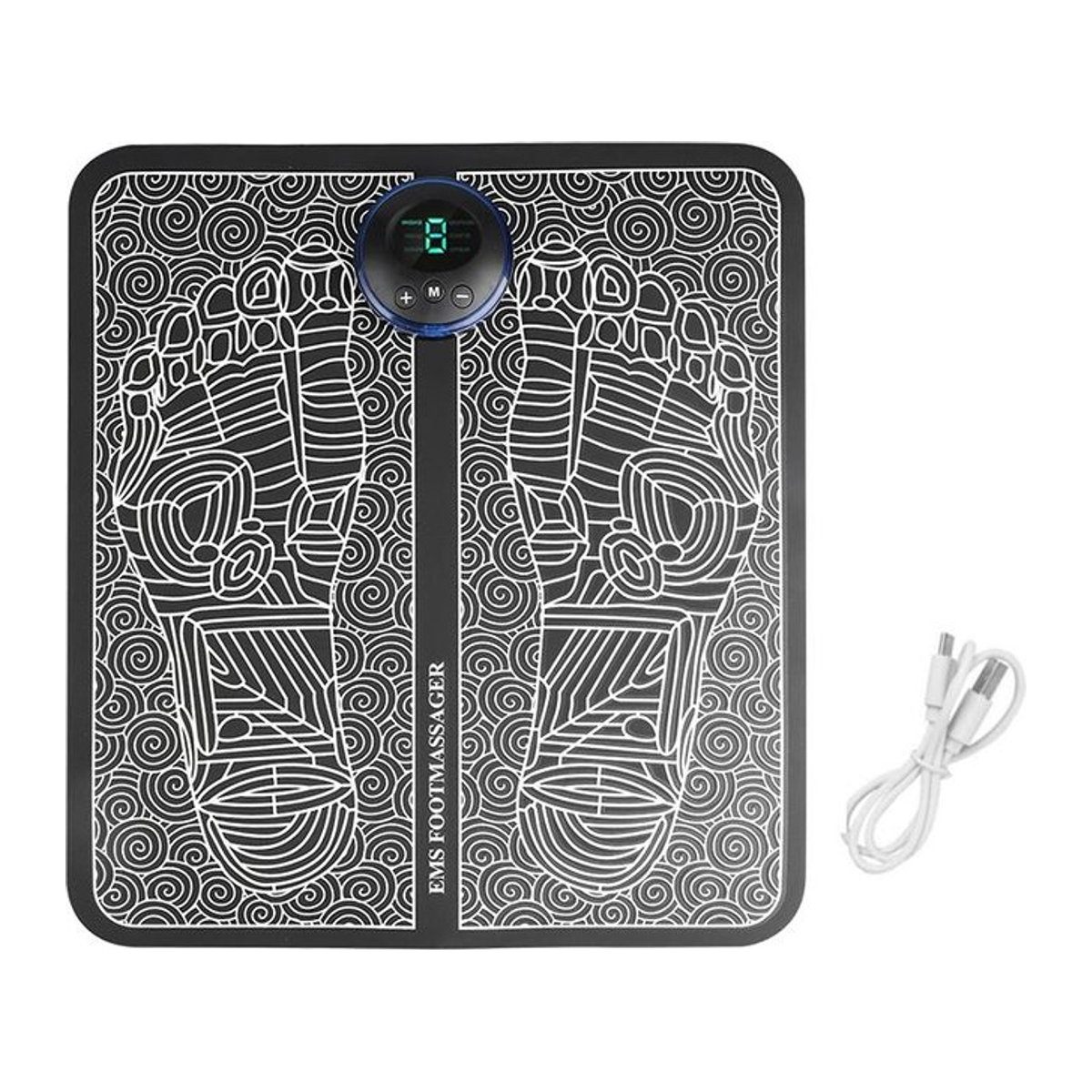 YJMP beauty health Elektrische Fußmassagematte mit EMS und LED-Digitalanzeige in Schwarz aus Leder - Bild 1