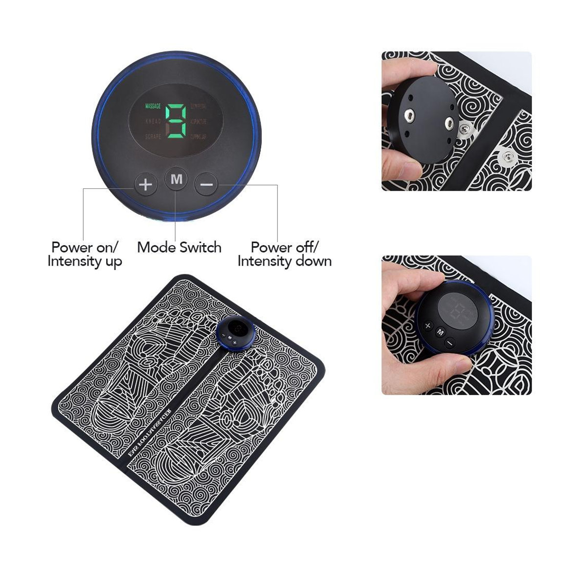 YJMP beauty health Elektrische Fußmassagematte mit EMS und LED-Digitalanzeige in Schwarz aus Leder - Bild 7