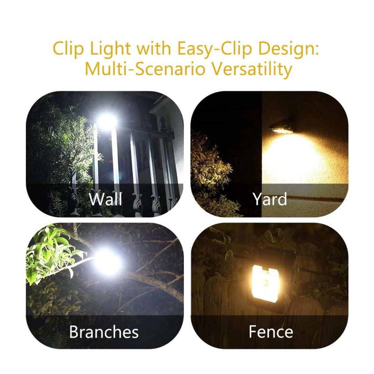 YJMP Super Lighting Clip-on LED Solarleuchte mit smarter Bewegungserkennung, wasserdichte Außenlampe in Schwarz - Bild 4