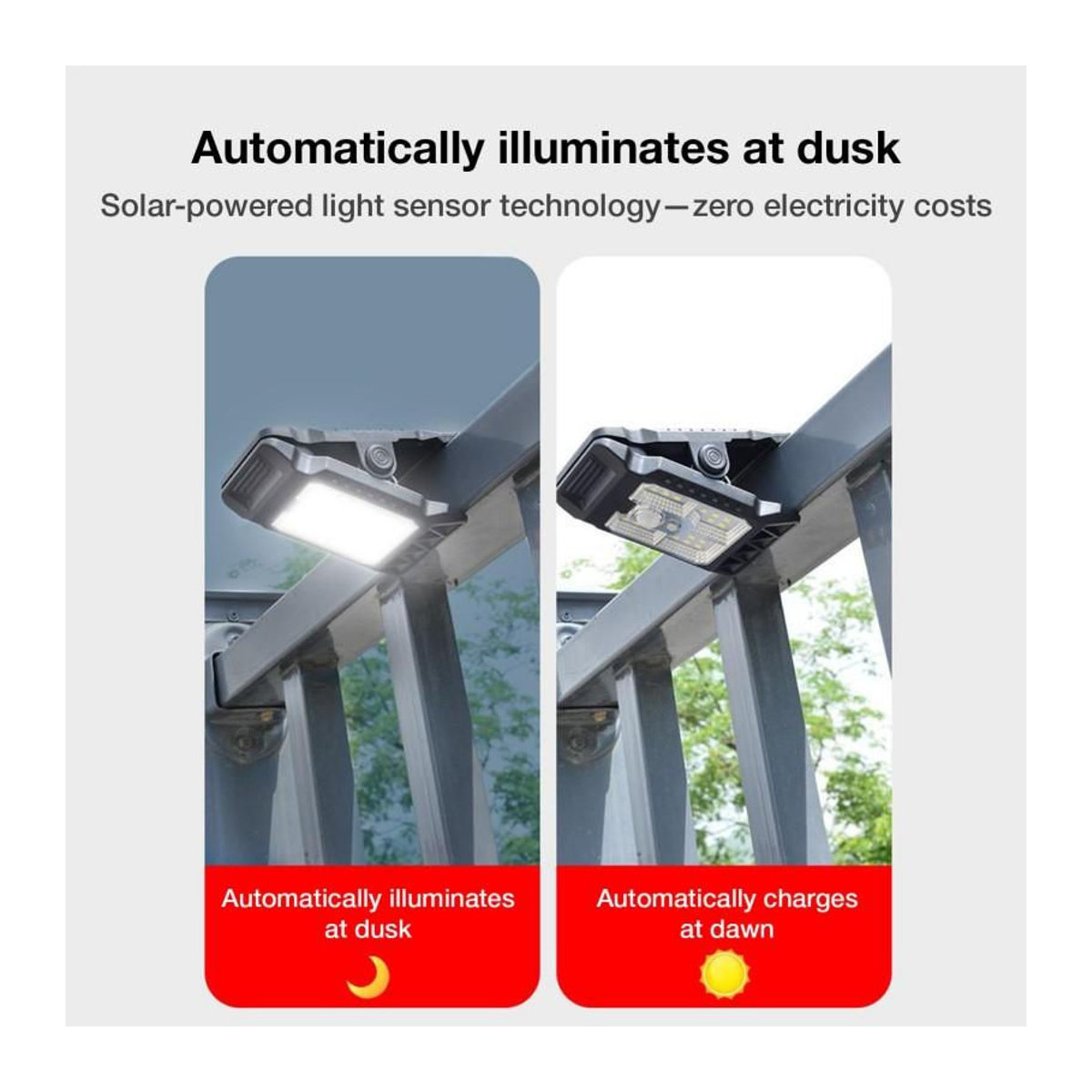 YJMP Super Lighting Clip-on LED Solarleuchte mit smarter Bewegungserkennung, wasserdichte Außenlampe in Schwarz - Bild 9