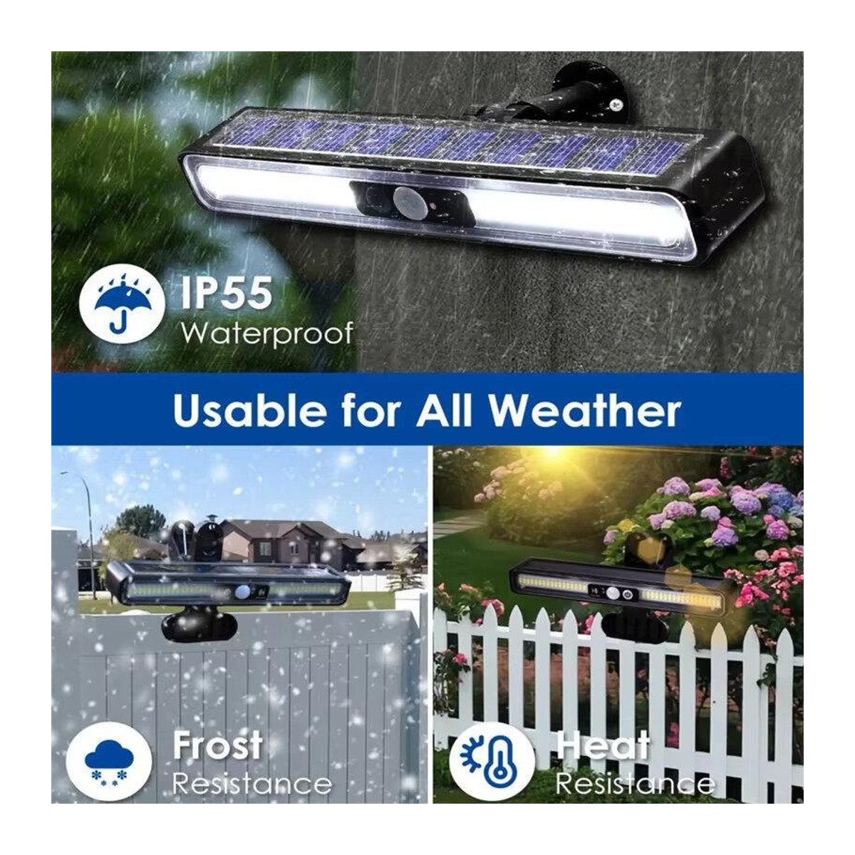 YJMP Super Lighting Clip-on Solarleuchten für den Außenbereich mit LED-Bewegungsmelder, wasserdicht IP55, Kaltweiß, Schwarz, 2er Set - Bild 2