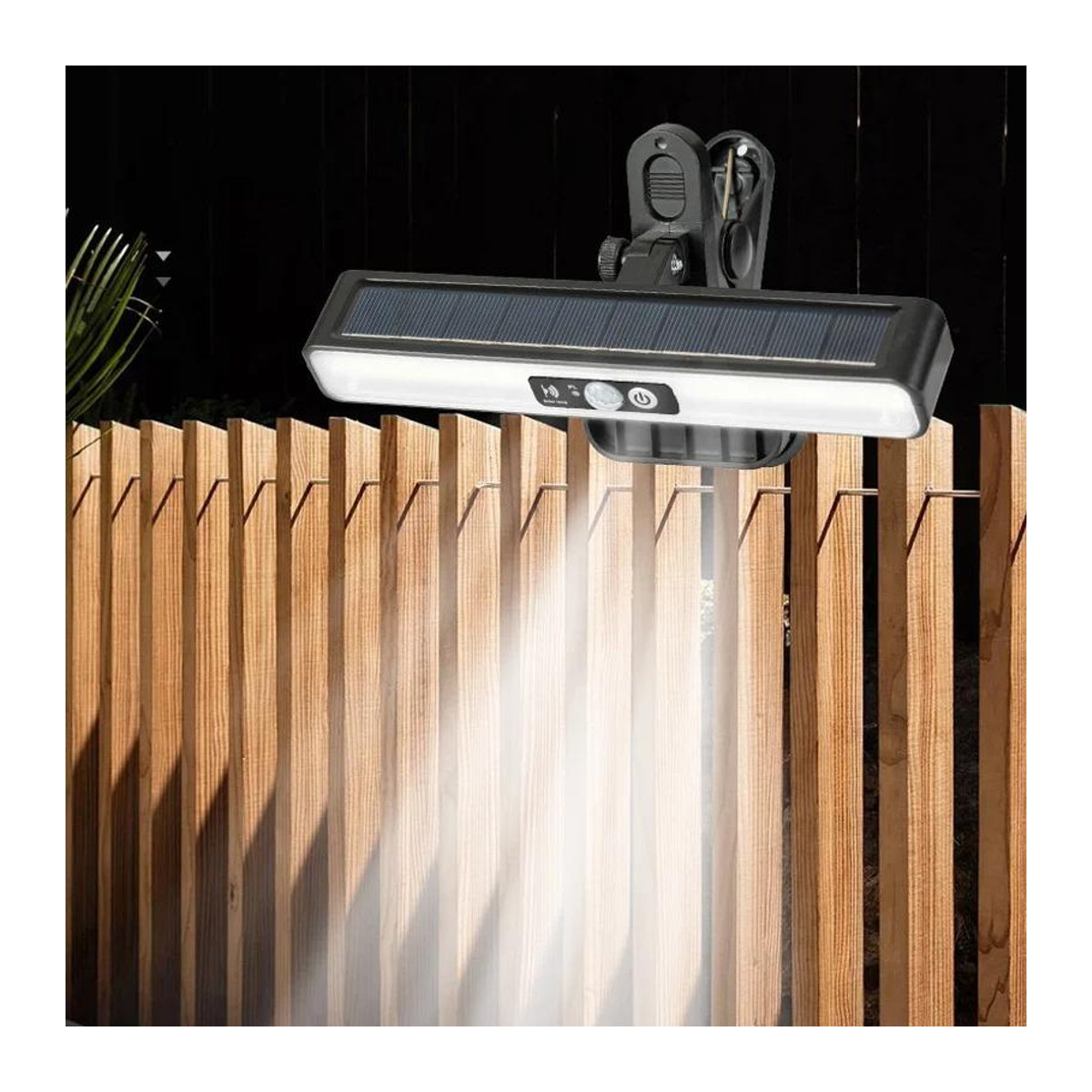 YJMP Super Lighting Clip-on Solarleuchten für den Außenbereich mit LED-Bewegungsmelder, wasserdicht IP55, Kaltweiß, Schwarz, 2er Set - Bild 3