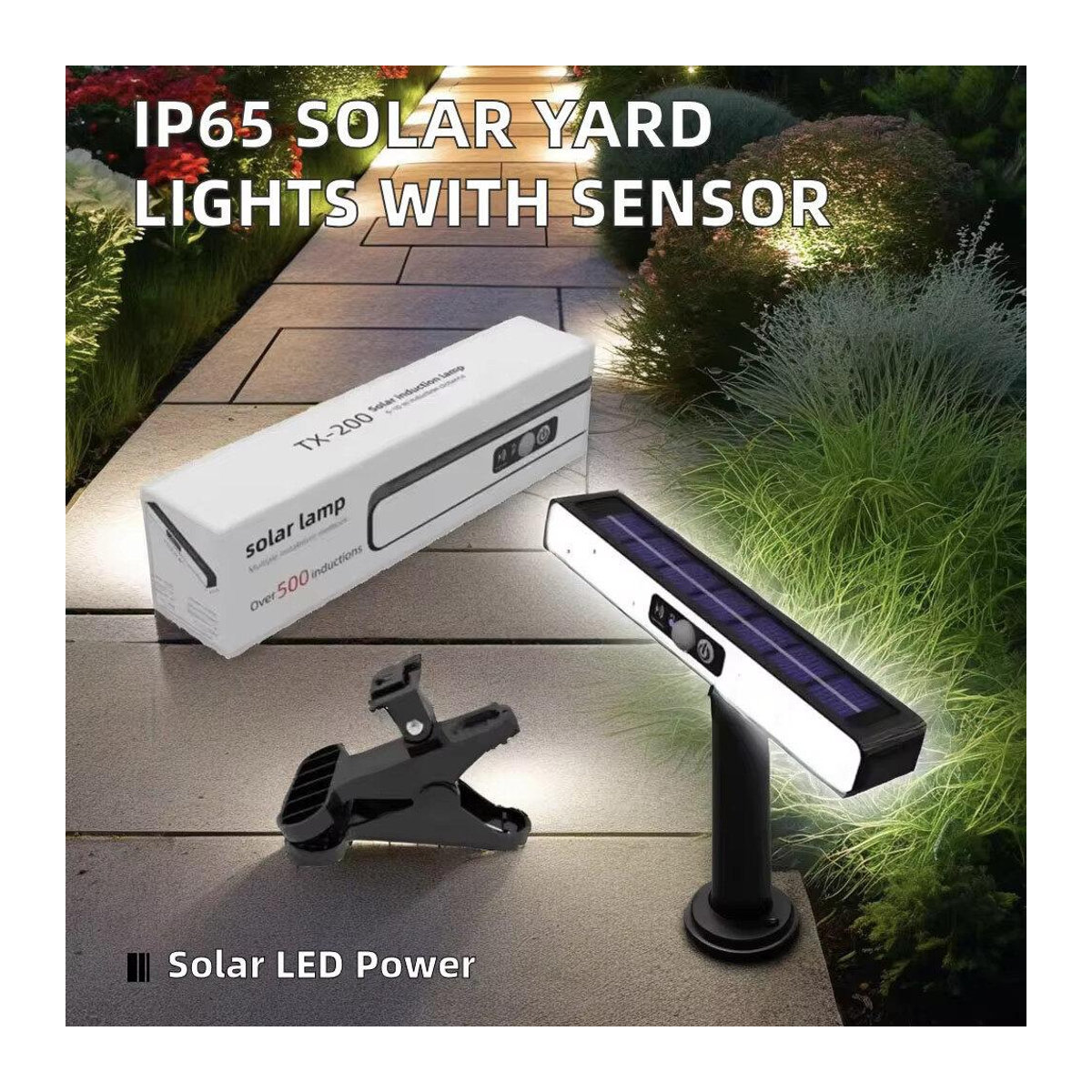 YJMP Super Lighting Clip-on Solarleuchten für den Außenbereich mit LED-Bewegungsmelder, wasserdicht IP55, Kaltweiß, Schwarz, 2er Set - Bild 7