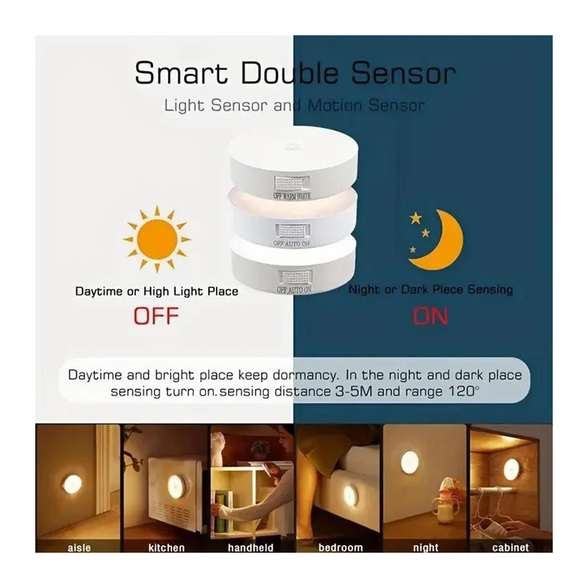 YJMP Super Lighting Induktives LED Nachtlicht in Weiß mit USB-Aufladung und magnetischer Saugung für Kleiderschränke und Flure - Bild 6
