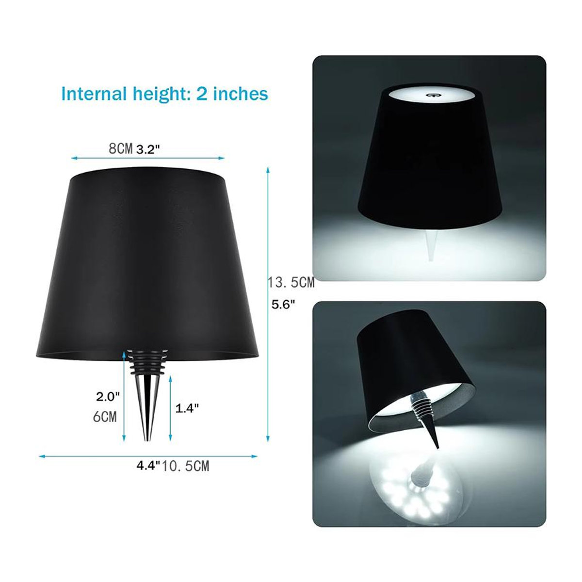 YJMP Super Lighting Kabellose LED-Weinflaschenlampe in Schwarz mit Touch-Steuerung und stufenlosem Dimmen - Bild 3