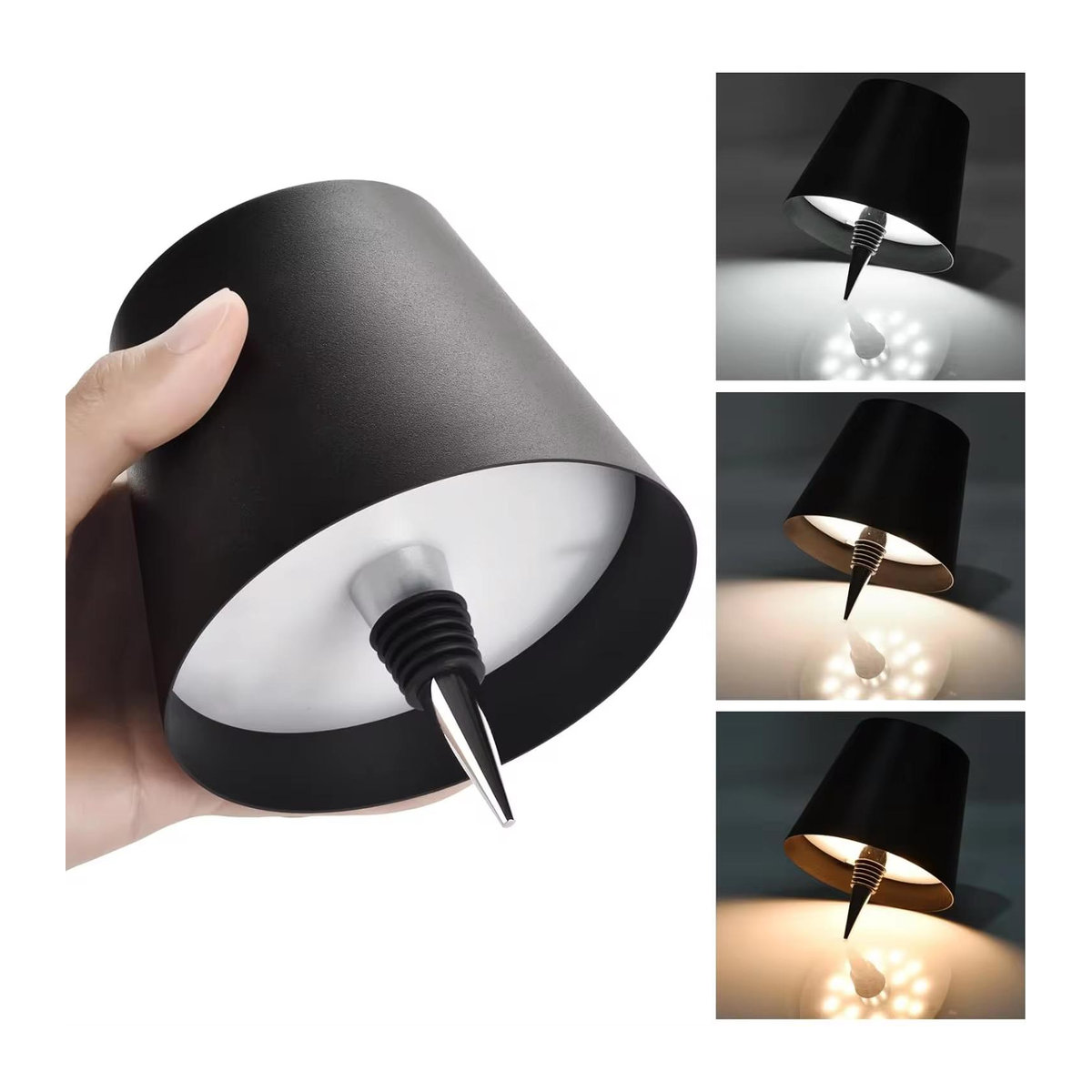 YJMP Super Lighting Kabellose LED-Weinflaschenlampe in Schwarz mit Touch-Steuerung und stufenlosem Dimmen - Bild 5