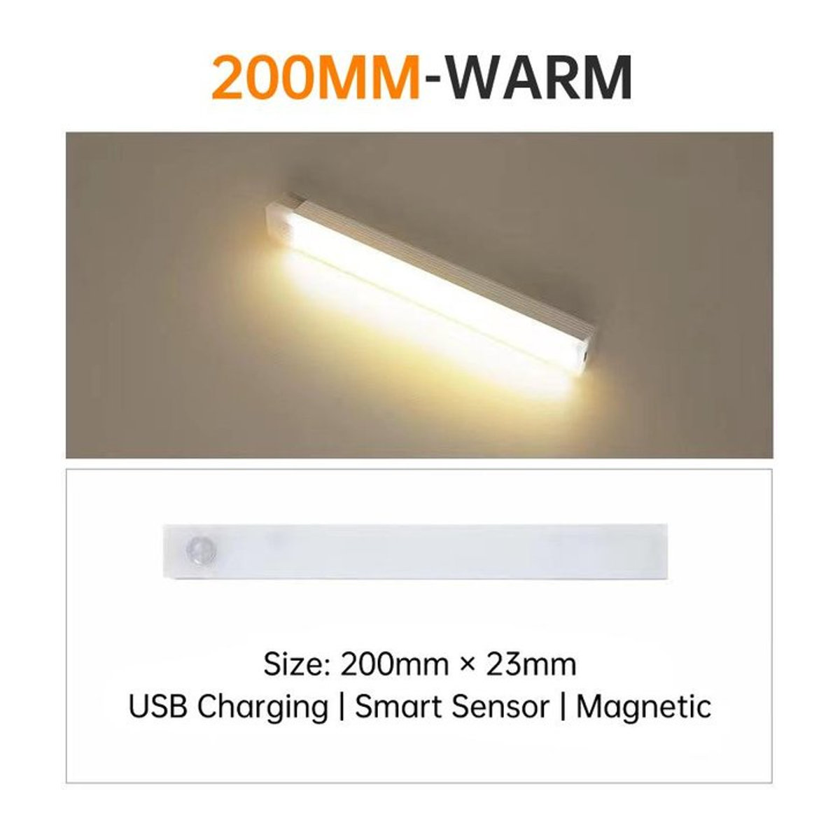 YJMP Super Lighting LED Nachtlicht mit Bewegungssensor, USB aufladbar, ultradünn und kabellos, warmweiß, Breite: 20 cm - Bild 1