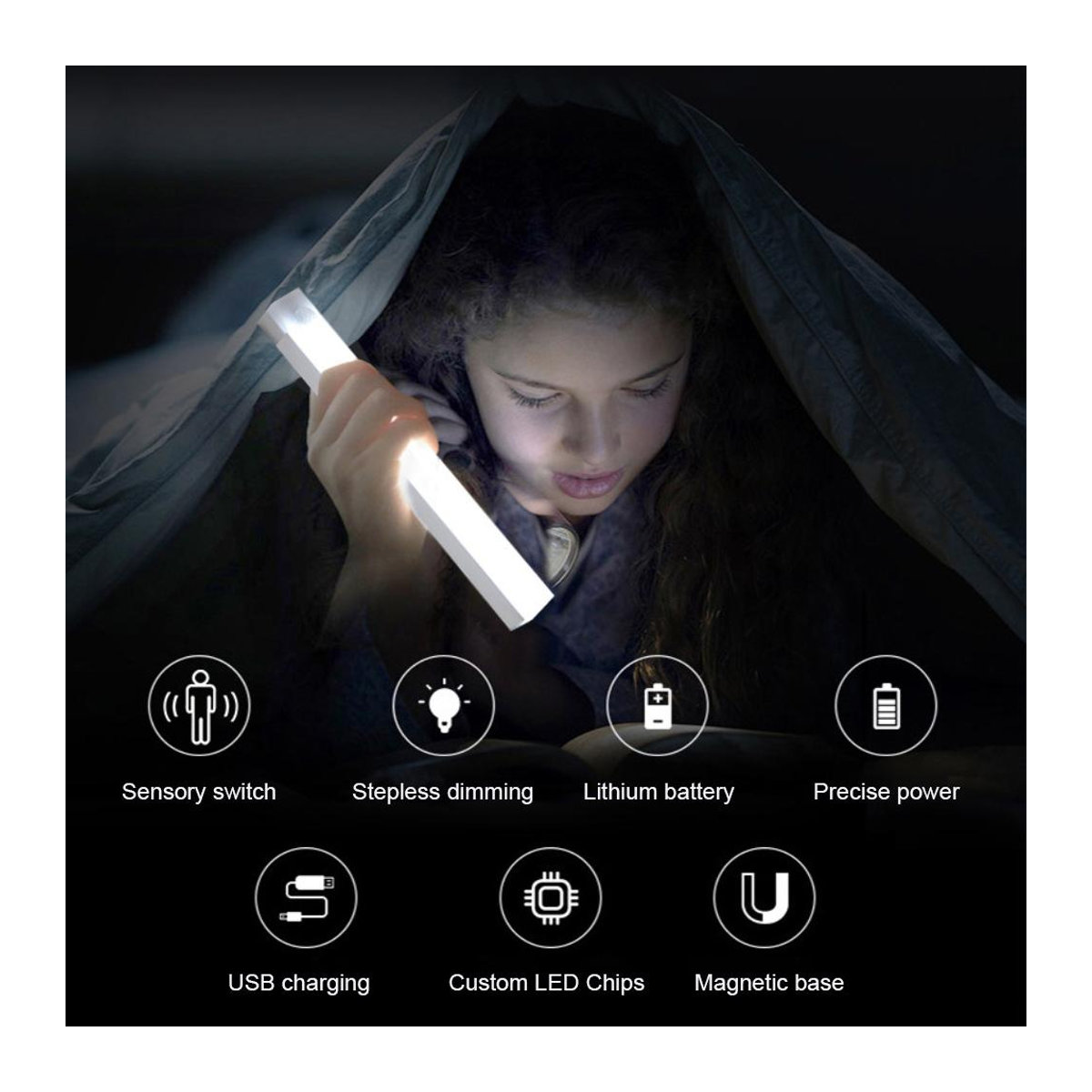 YJMP Super Lighting LED Nachtlicht mit Bewegungssensor, USB aufladbar, ultradünn und kabellos, warmweiß, Breite: 20 cm - Bild 11