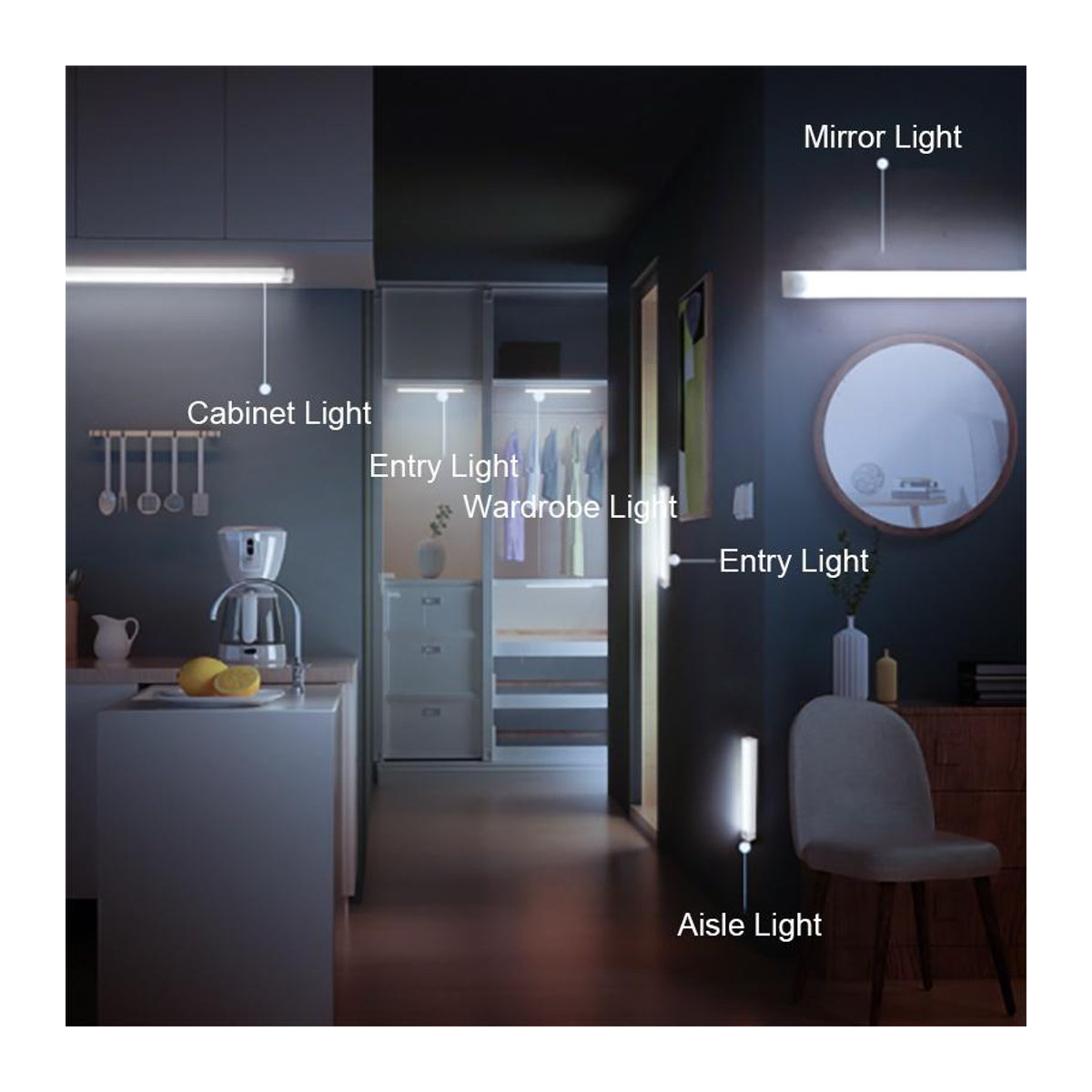 YJMP Super Lighting LED Nachtlicht mit Bewegungssensor, USB aufladbar, ultradünn und kabellos, warmweiß, Breite: 20 cm - Bild 13