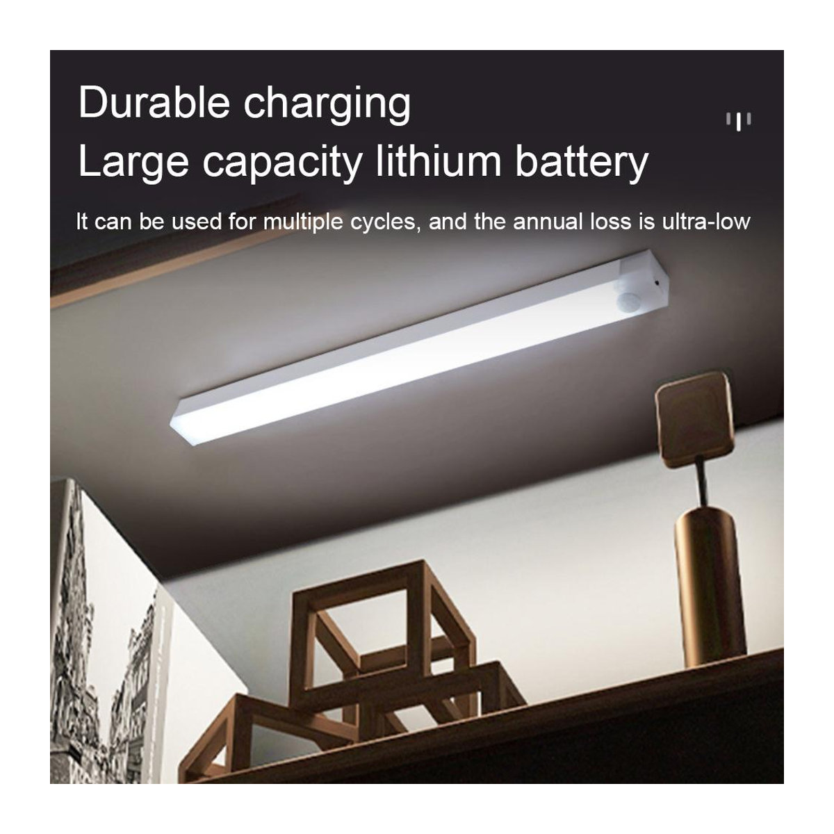 YJMP Super Lighting LED Nachtlicht mit Bewegungssensor, USB aufladbar, ultradünn und kabellos, warmweiß, Breite: 20 cm - Bild 4