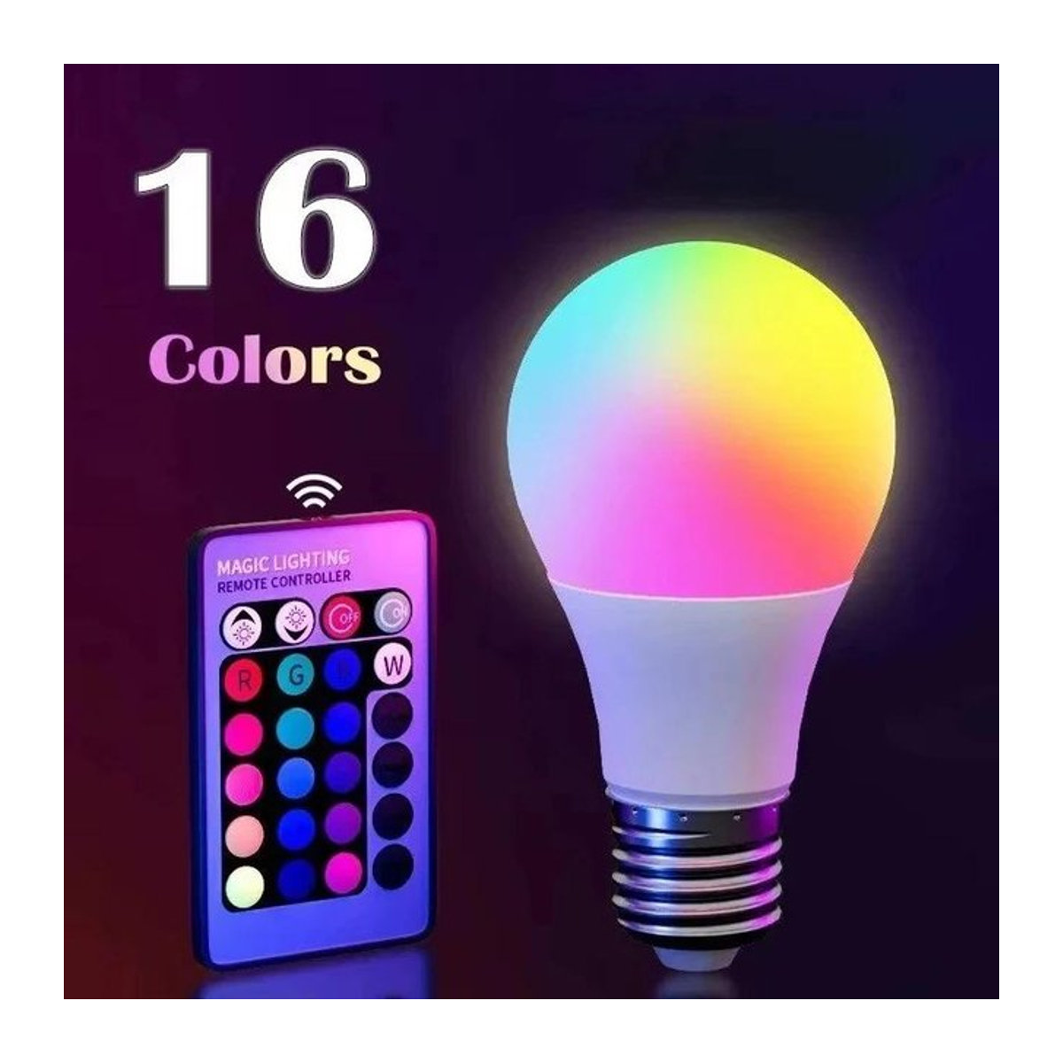 YJMP Super Lighting RGB LED Glühbirne E27 mit 16 Farben, dimmbar und inklusive 24 Tasten Fernbedienung, 2er-Set - Bild 1
