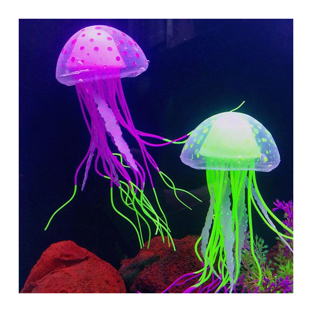 YJSTY Künstliche leuchtende Qualle zur Aquarium Dekoration in Blau und Mehrfarbig - Bild 1