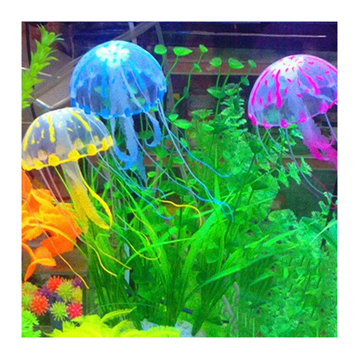 YJSTY Künstliche leuchtende Qualle zur Aquarium Dekoration in Blau und Mehrfarbig - Bild 2