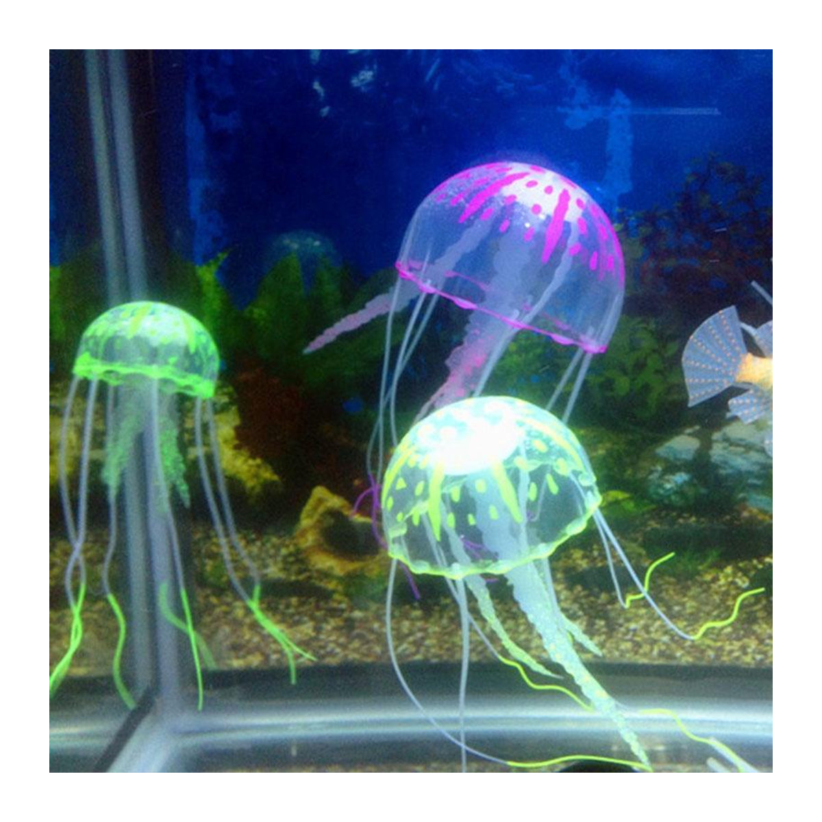 YJSTY Künstliche leuchtende Qualle zur Aquarium Dekoration in Blau und Mehrfarbig - Bild 3
