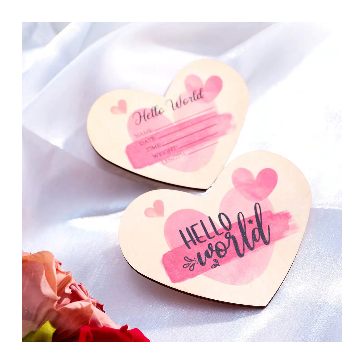 Ylsteed Neugeborenen Willkommensschild aus Holz für Baby Ankündigungen und Fotografie-Requisiten in Braun, Rosa oder Beige - Bild 6