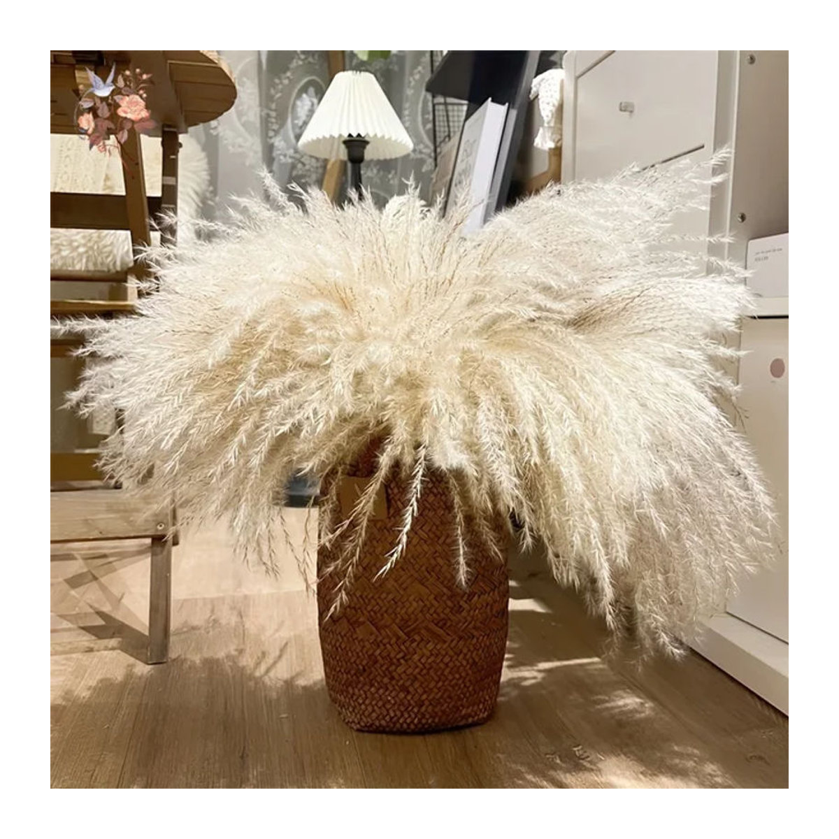 YN HI FLOWER Beige Getrockneter Pampasgras Blumenstrauß im Bohemian Stil für Hochzeiten und DIY Dekorationen - Bild 1