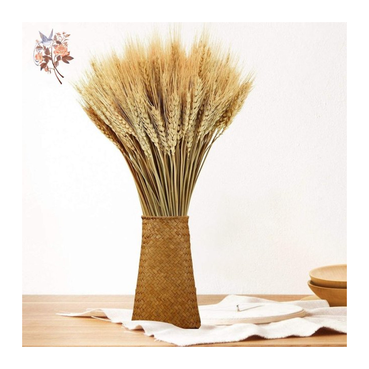 YN HI FLOWER ENJOY YOUR LIFE Trockenblumen Set aus echtem Weizen und Bunny Tail Grass in Beige und Rot für Boho Dekoration und DIY Bastelarbeiten - Bild 1