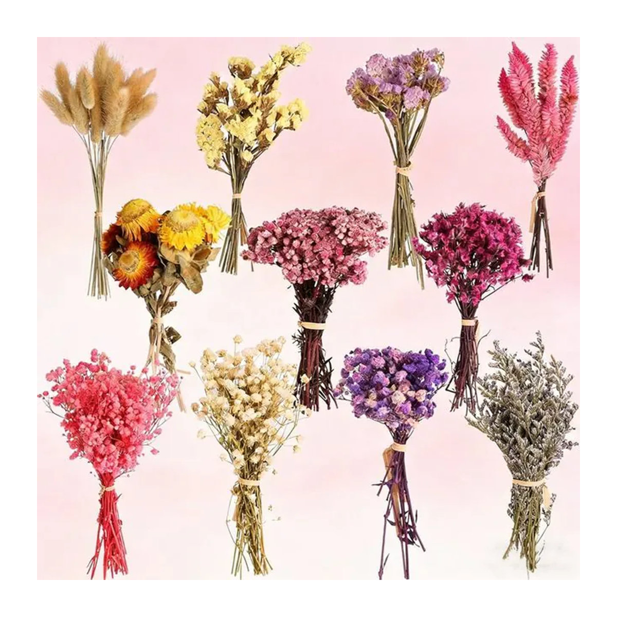 YN HI FLOWER Gemischtes Trockenblumen-Materialpaket in Box, Mehrfarbiges Mini-Bouquet für Hochzeitsdekoration und Boutonniere im Bohemian-Stil - Bild 1