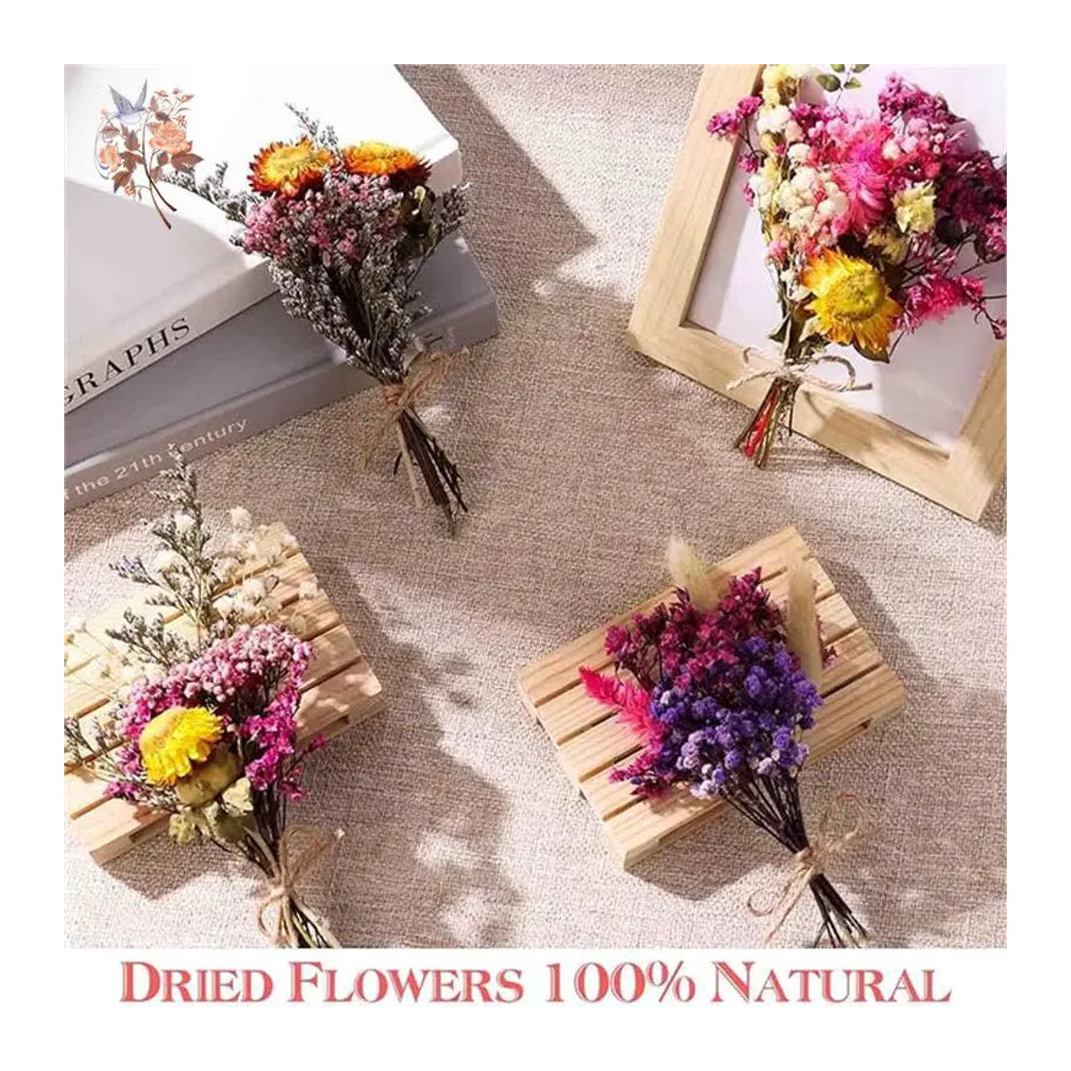 YN HI FLOWER Gemischtes Trockenblumen-Materialpaket in Box, Mehrfarbiges Mini-Bouquet für Hochzeitsdekoration und Boutonniere im Bohemian-Stil - Bild 4
