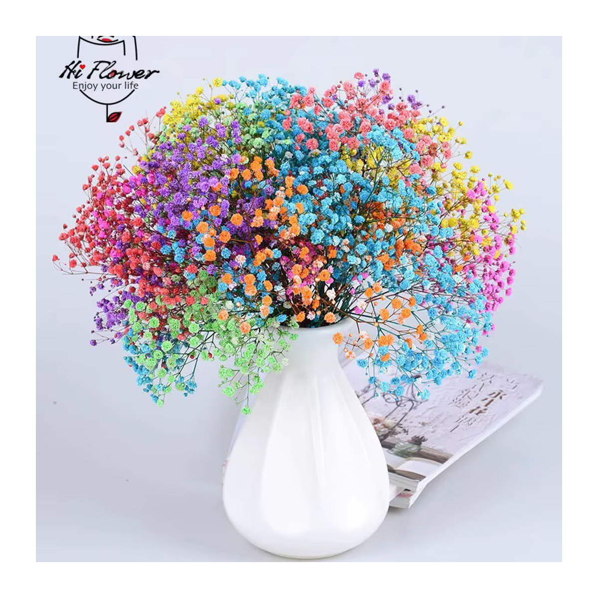 YN HI FLOWER Getrocknete Gypsophila Blumen als natürliches Bouquet in Blau und Mehrfarbig für Hochzeitsdekoration und Home Decor, 130g - Bild 2