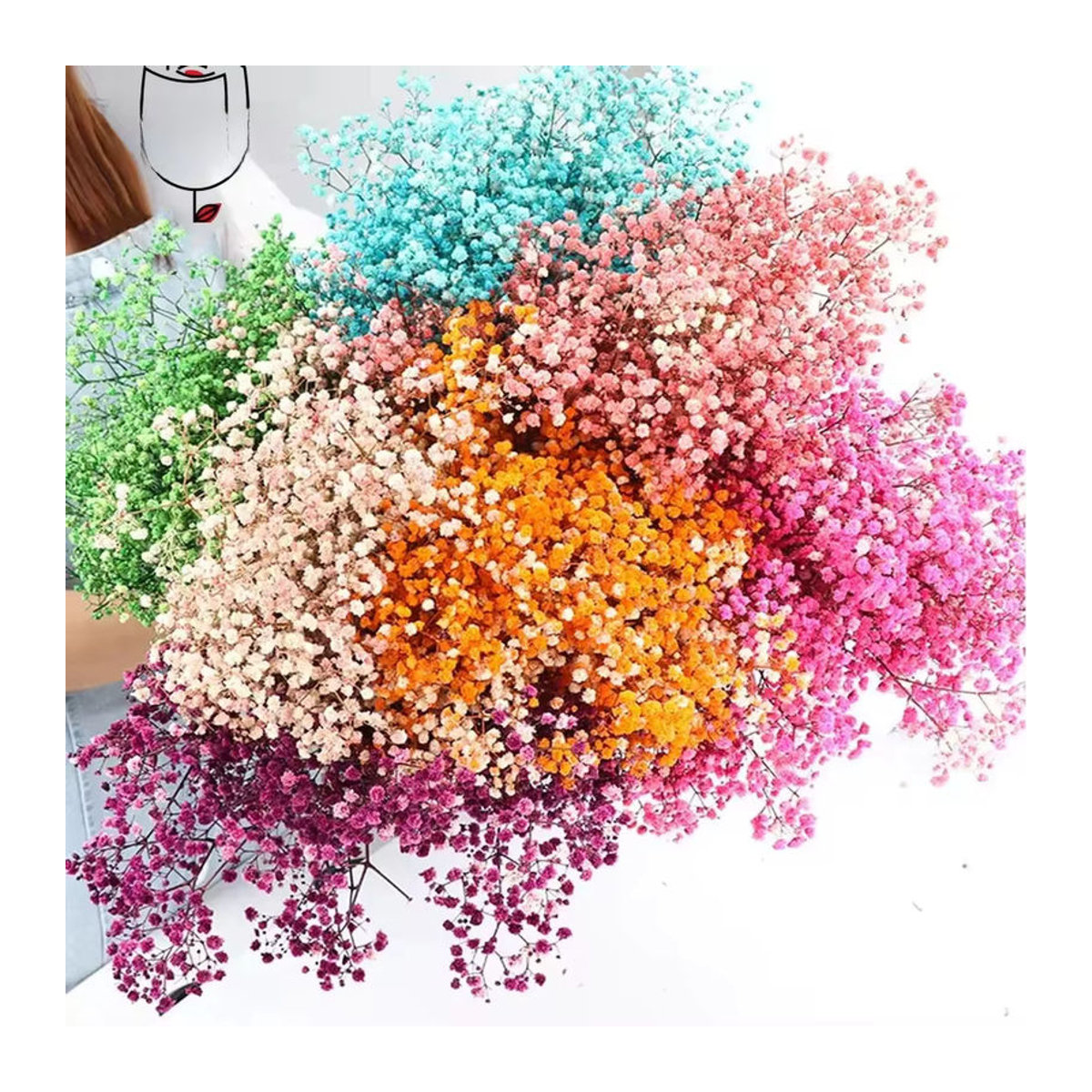YN HI FLOWER Getrocknete Gypsophila Blumen als natürliches Bouquet in Blau und Mehrfarbig für Hochzeitsdekoration und Home Decor, 130g - Bild 4