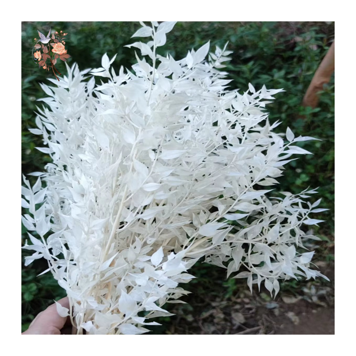 YN HI FLOWER getrocknete Ruscus Blätter und Eukalyptus Zweige für Hochzeits- und Weihnachtsdekoration in Gold und Weiß - Bild 2