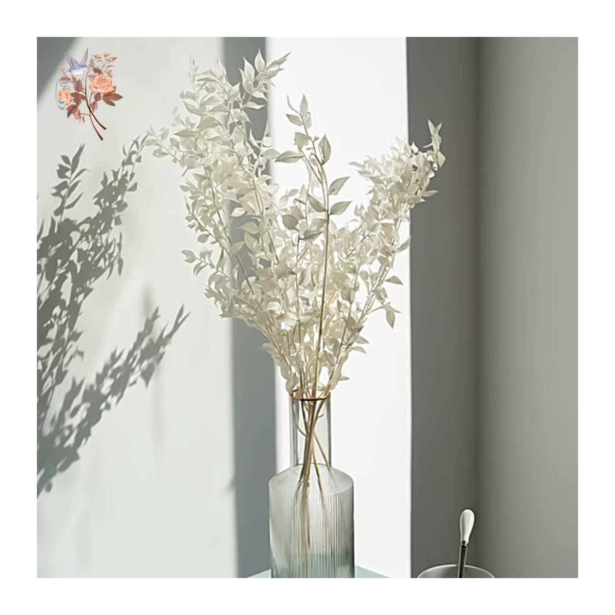 YN HI FLOWER getrocknete Ruscus Blätter und Eukalyptus Zweige für Hochzeits- und Weihnachtsdekoration in Gold und Weiß - Bild 6