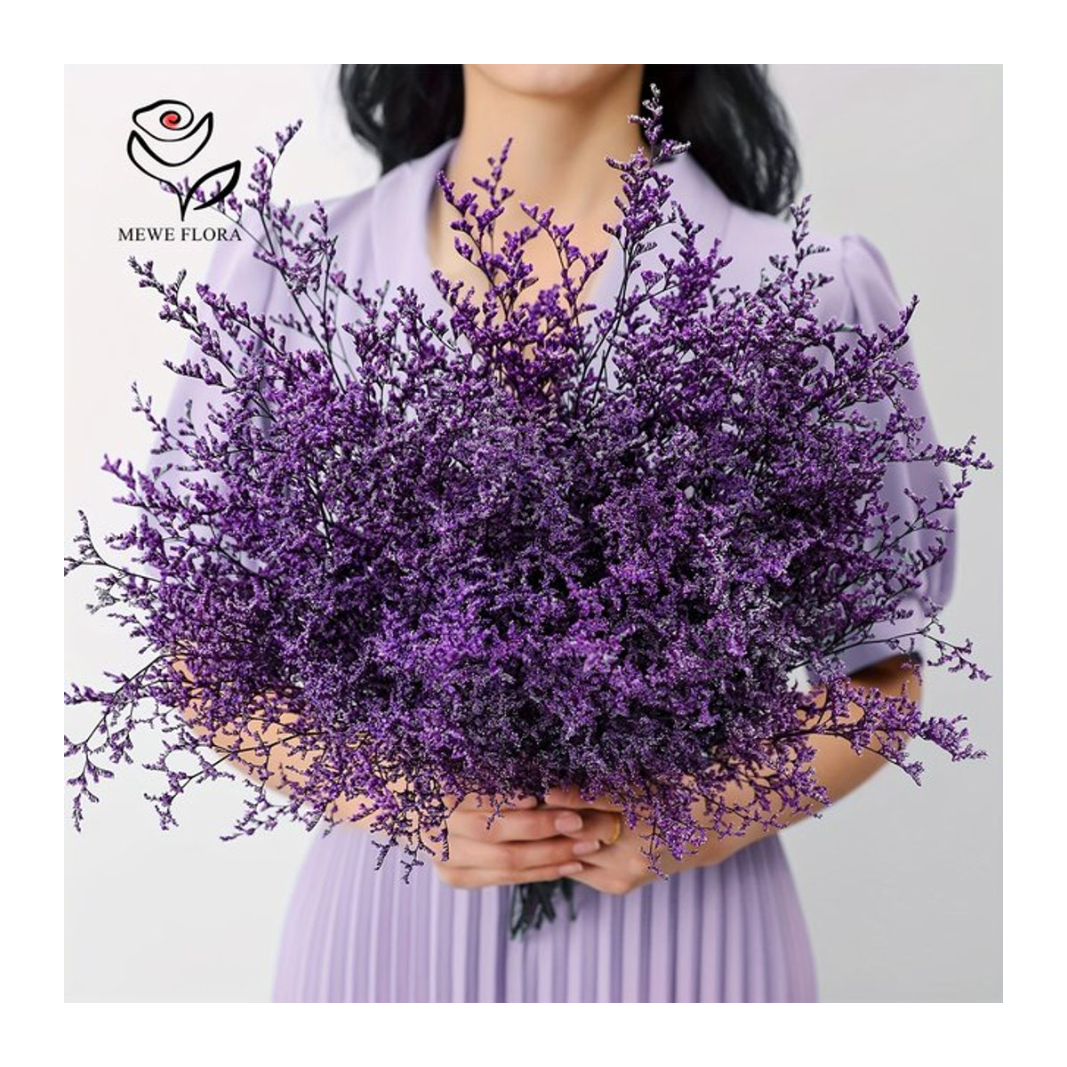 YN HI FLOWER Preserved Statice Limonium Bouquet in Beige und Lila für Boho Tischdekoration - Bild 1