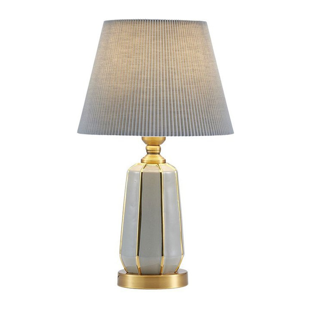 Ynhaw Keramik Schreibtischlampe in Grau mit Stoffschirm im modernen skandinavischen Design - Bild 1