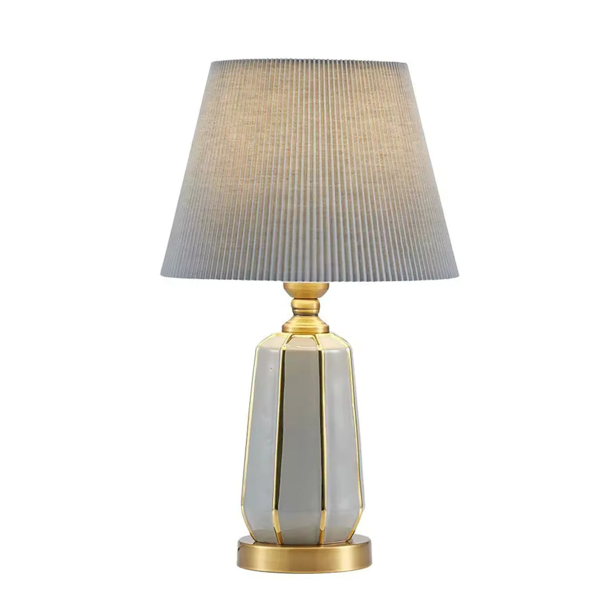 Ynhaw Keramik Schreibtischlampe in Grau mit Stoffschirm im modernen skandinavischen Design - Bild 7