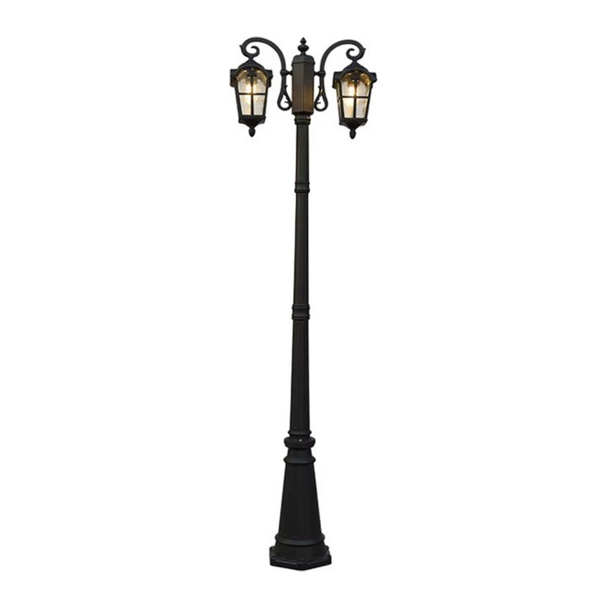 Ynhaw LED-Straßenlaterne aus Edelstahl in Schwarz, klassische Hochmastleuchte für Garten und Park, IP65 wasserdicht, Höhe: 2,3 m - Bild 1