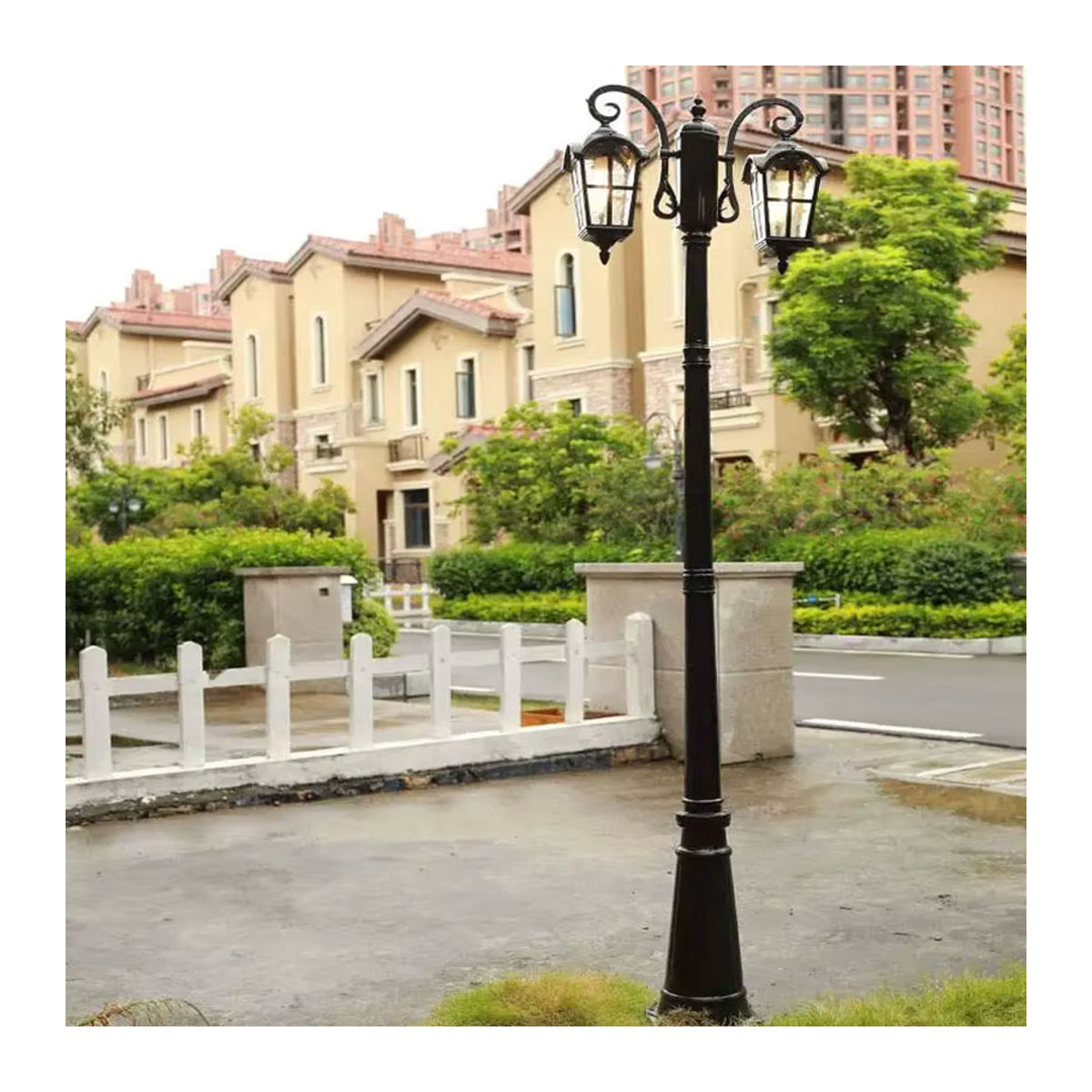 Ynhaw LED-Straßenlaterne aus Edelstahl in Schwarz, klassische Hochmastleuchte für Garten und Park, IP65 wasserdicht, Höhe: 2,3 m - Bild 6