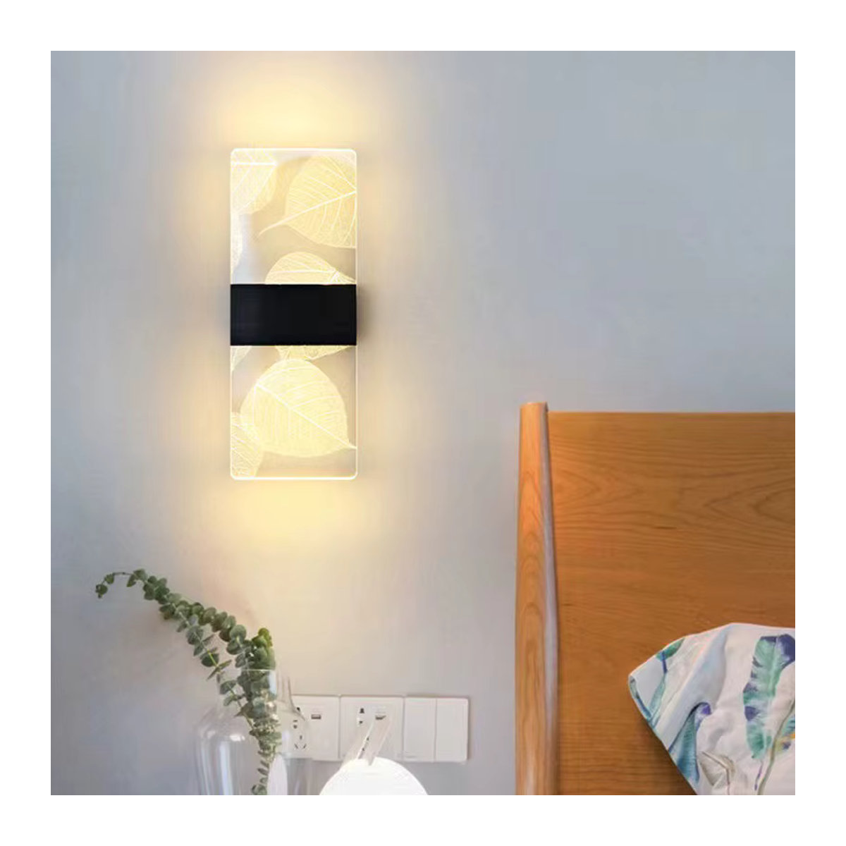 Ynhaw LED Wandleuchte aus Acryl in Schwarz, Modernes Design für Schlafzimmer, Wohnzimmer und Flur, 6W - Bild 2