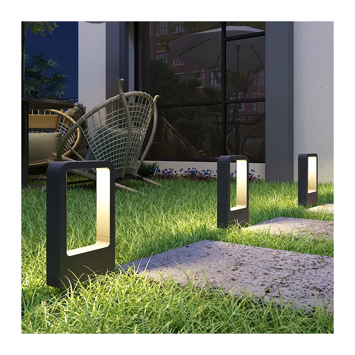 Ynhaw Moderne LED Pollerleuchte aus Aluminium in Schwarz, 10W, Warmweiß, IP65 Wasserdicht - Bild 3
