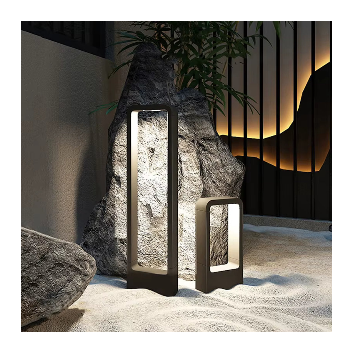 Ynhaw Moderne LED Pollerleuchte aus Aluminium in Schwarz, 10W, Warmweiß, IP65 Wasserdicht - Bild 4