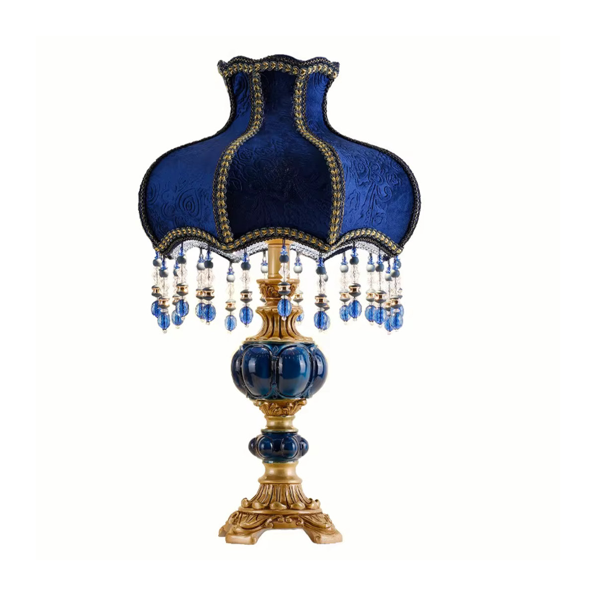 Ynhaw Nachttischlampe aus blauem Samt im Retro-Design mit warmweißem Licht - Bild 4