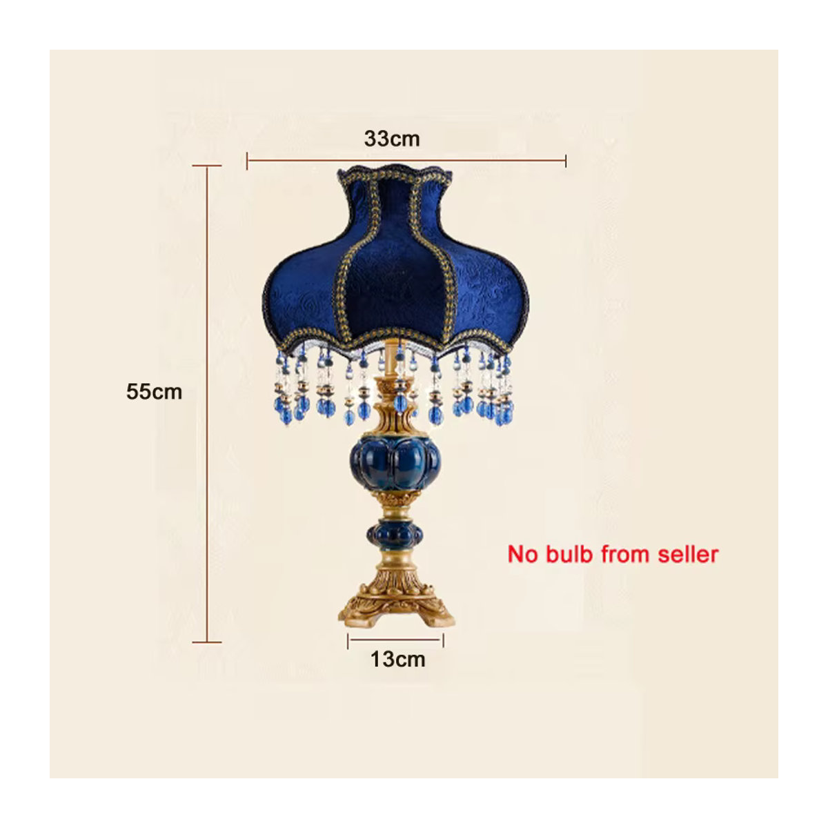 Ynhaw Nachttischlampe aus blauem Samt im Retro-Design mit warmweißem Licht - Bild 5