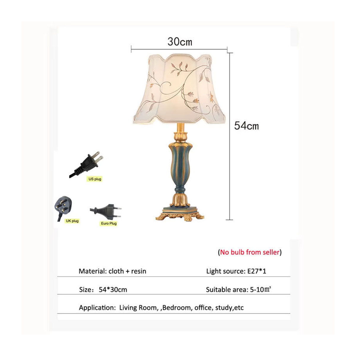 Ynhaw Nachttischlampe im modernen skandinavischen Design aus Stoff in Schwarz/Weiß - Bild 2