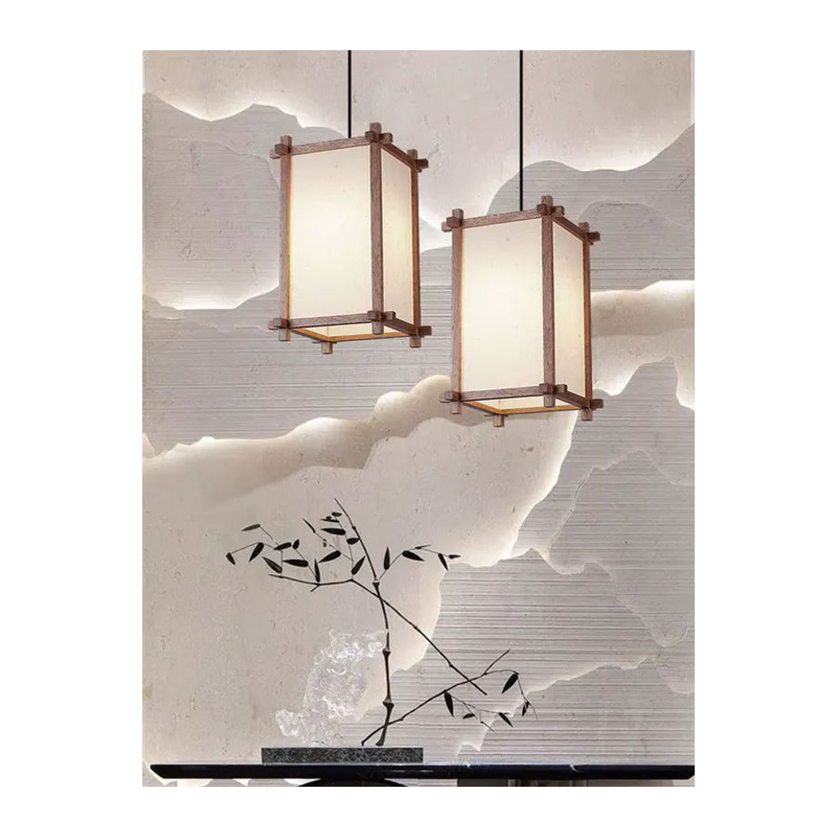 Ynhaw Pendelleuchte aus Holz im Zen-Stil in Natur für Loft und Restaurant - Bild 3