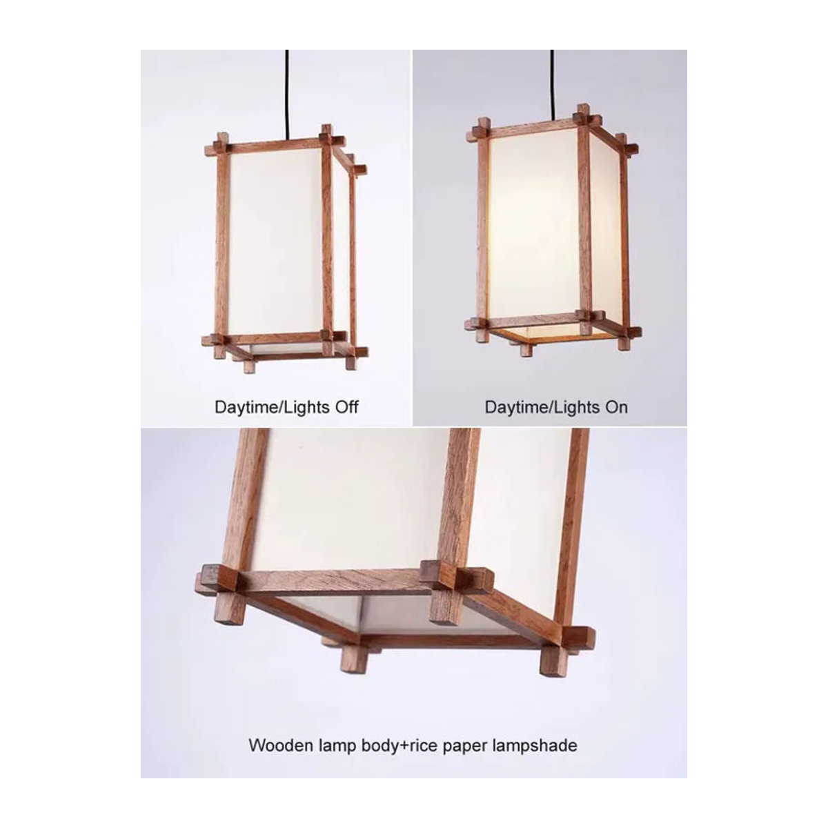 Ynhaw Pendelleuchte aus Holz im Zen-Stil in Natur für Loft und Restaurant - Bild 4