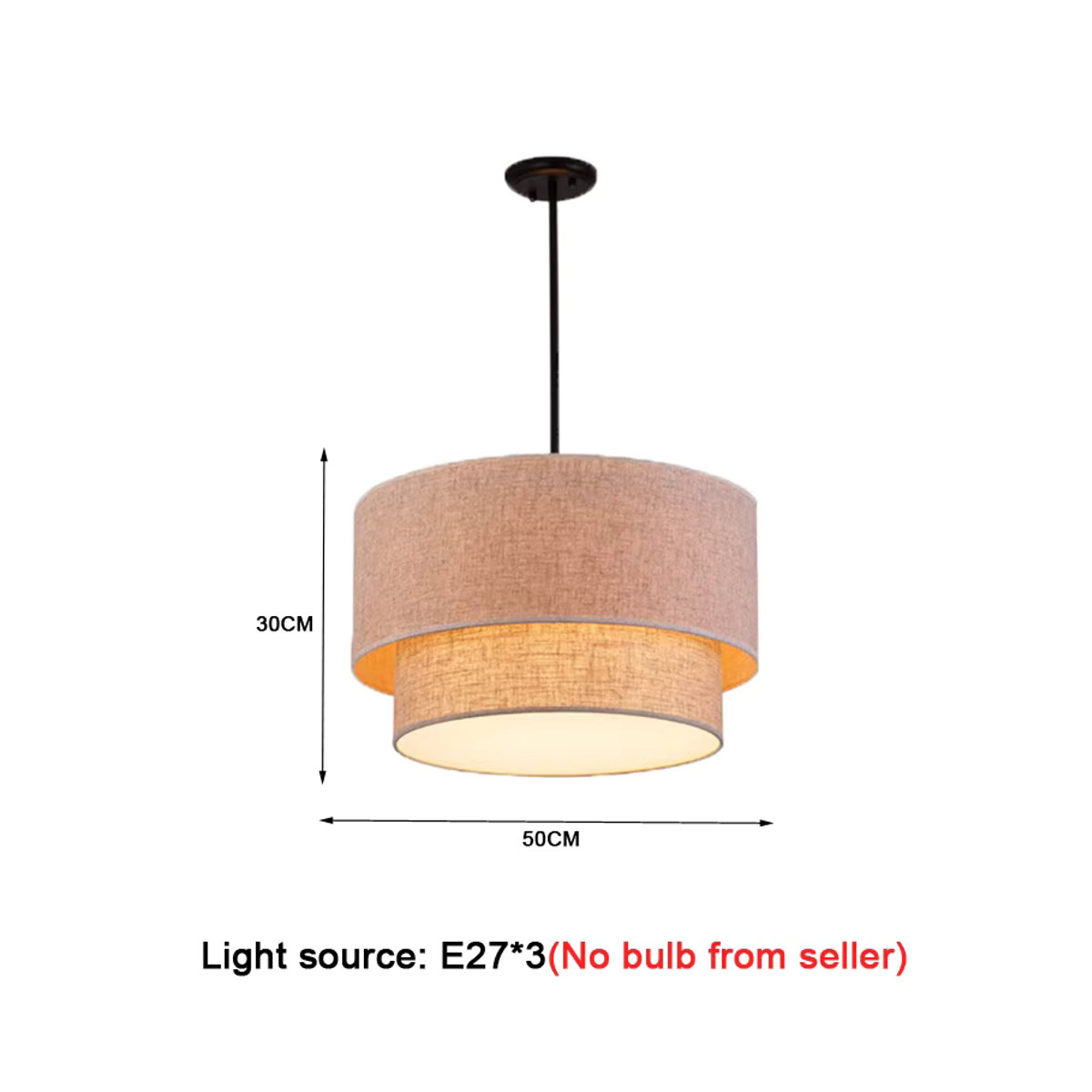 Ynhaw Pendelleuchte im modernen Landhausstil aus Leinen in Schwarz, Weiß oder Beige - Bild 3