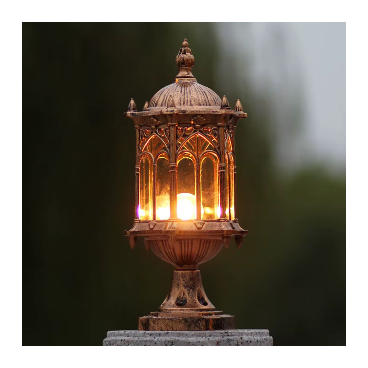 Ynhaw Retro Pollerleuchte im klassischen Design mit transparentem Acrylglas für Garten und Außenbereich - Bild 2