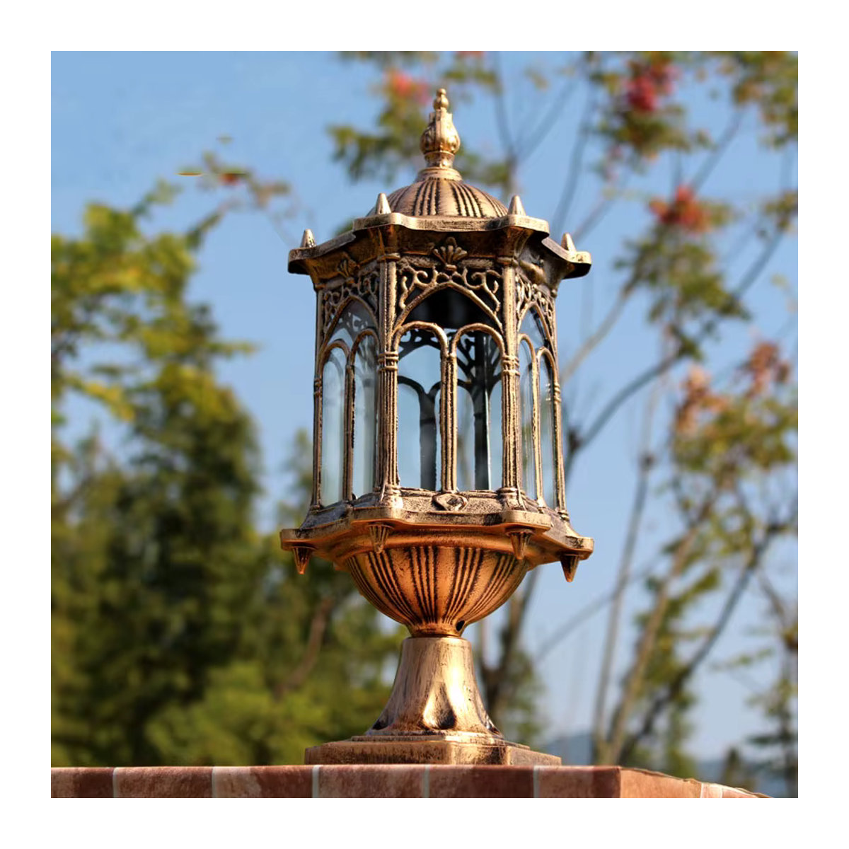 Ynhaw Retro Pollerleuchte im klassischen Design mit transparentem Acrylglas für Garten und Außenbereich - Bild 3