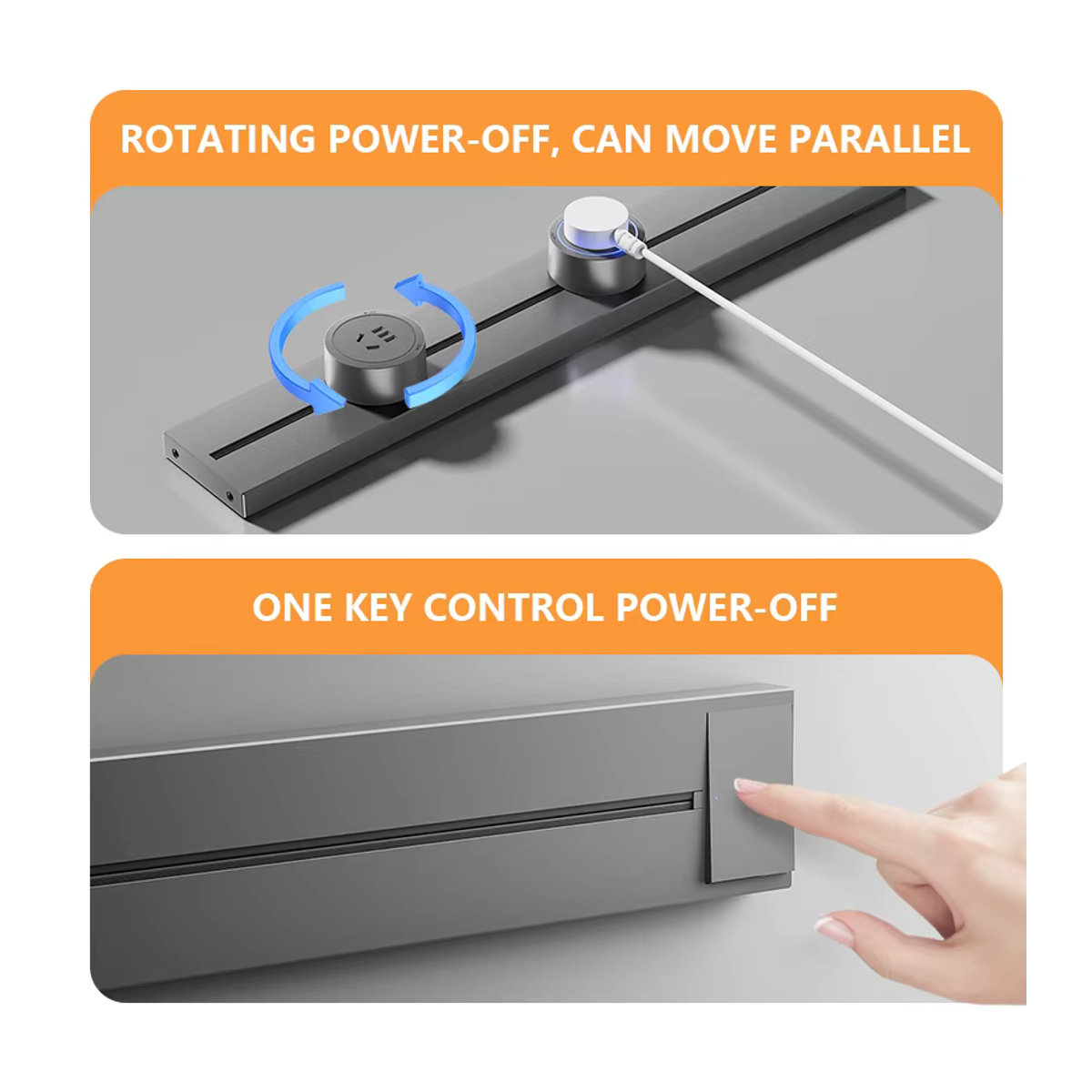 YNKA Universal Steckdosenleiste mit Schalter und USB-Anschlüssen in Grau, Minimalistisches Design mit abnehmbarem Adapter für EU, US und UK Standards - Bild 2