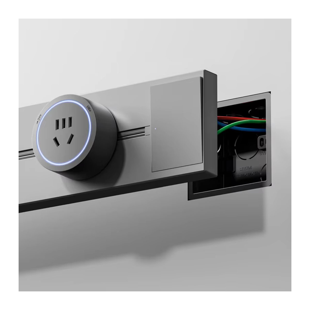 YNKA Universal Steckdosenleiste mit Schalter und USB-Anschlüssen in Grau, Minimalistisches Design mit abnehmbarem Adapter für EU, US und UK Standards - Bild 4