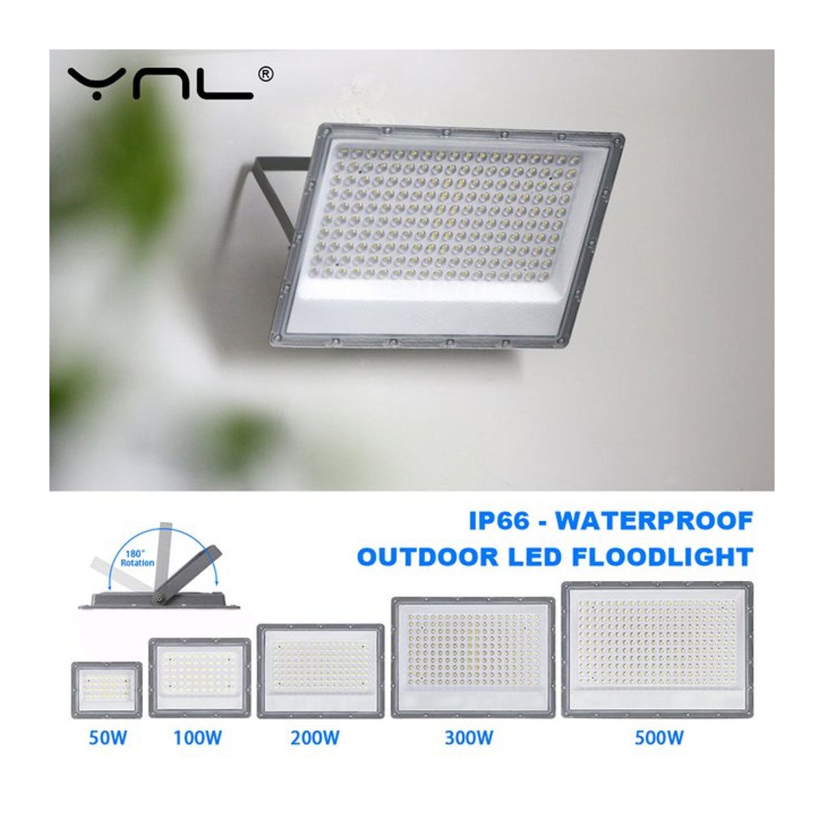 YNL LED Außenstrahler 50W COB Flutlicht in Grau mit IP65 Wasserdichtigkeit - Bild 1
