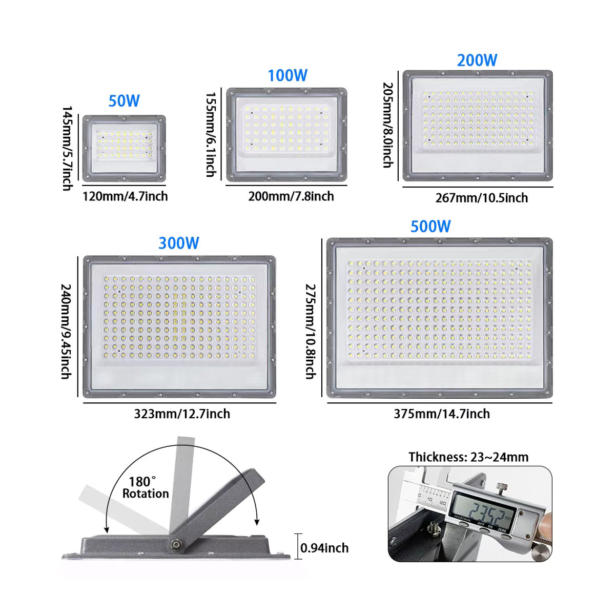 YNL LED Außenstrahler 50W COB Flutlicht in Grau mit IP65 Wasserdichtigkeit - Bild 3